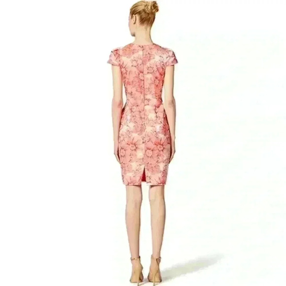 Carmen Marc Valvo Floral Jacquard Sheath Dress - Picture 2 of 8